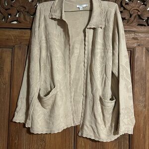 Chico's Beige Textured Open-Front Jacket